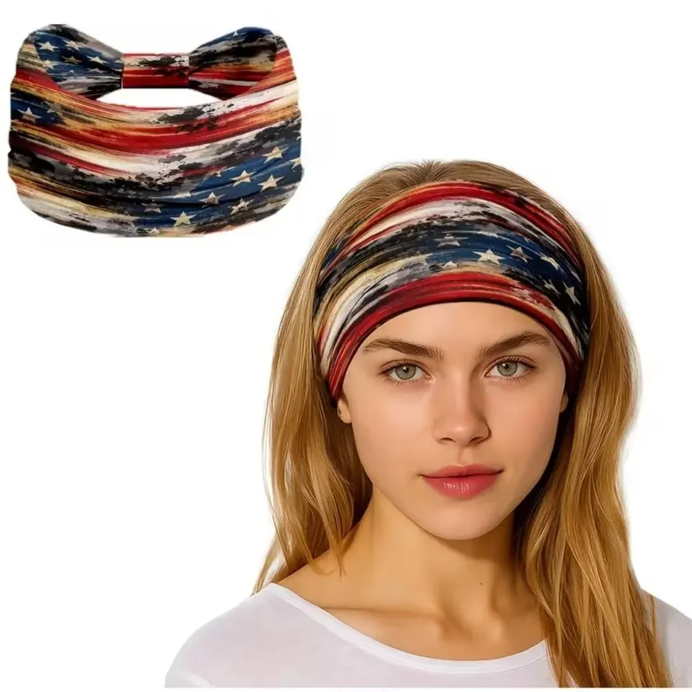 Vintage Distressed American Flag Pattern Hair Tie 1PC Red White Blue USA 250 New